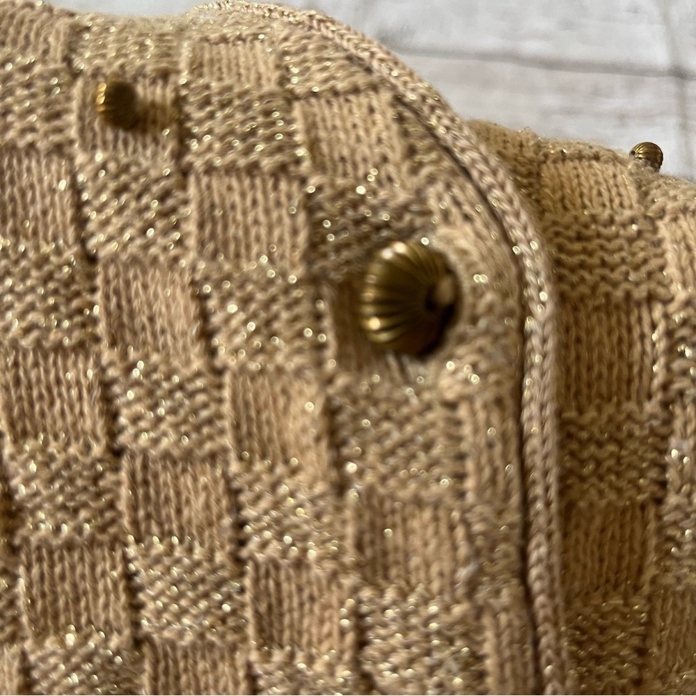 Vtg Lizsport Petite Knit Gold Metallic Vest Size S - Picture 4 of 12